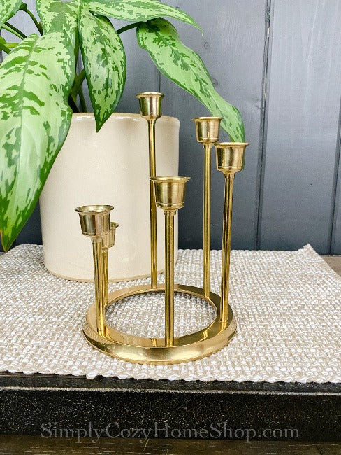 Brass candle holder - circular beacon hill candle holder