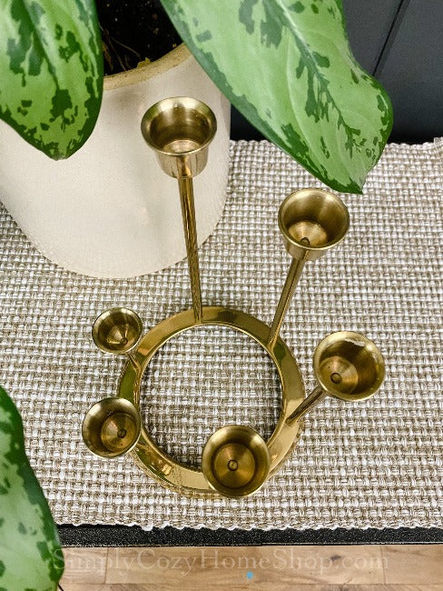 Brass candle holder - circular beacon hill candle holder
