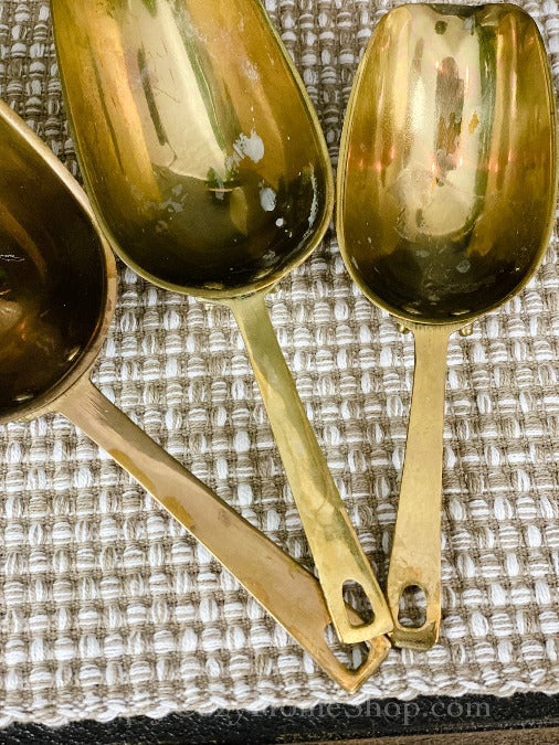 Brass Scoops - set of 3 vintage measuring scoops