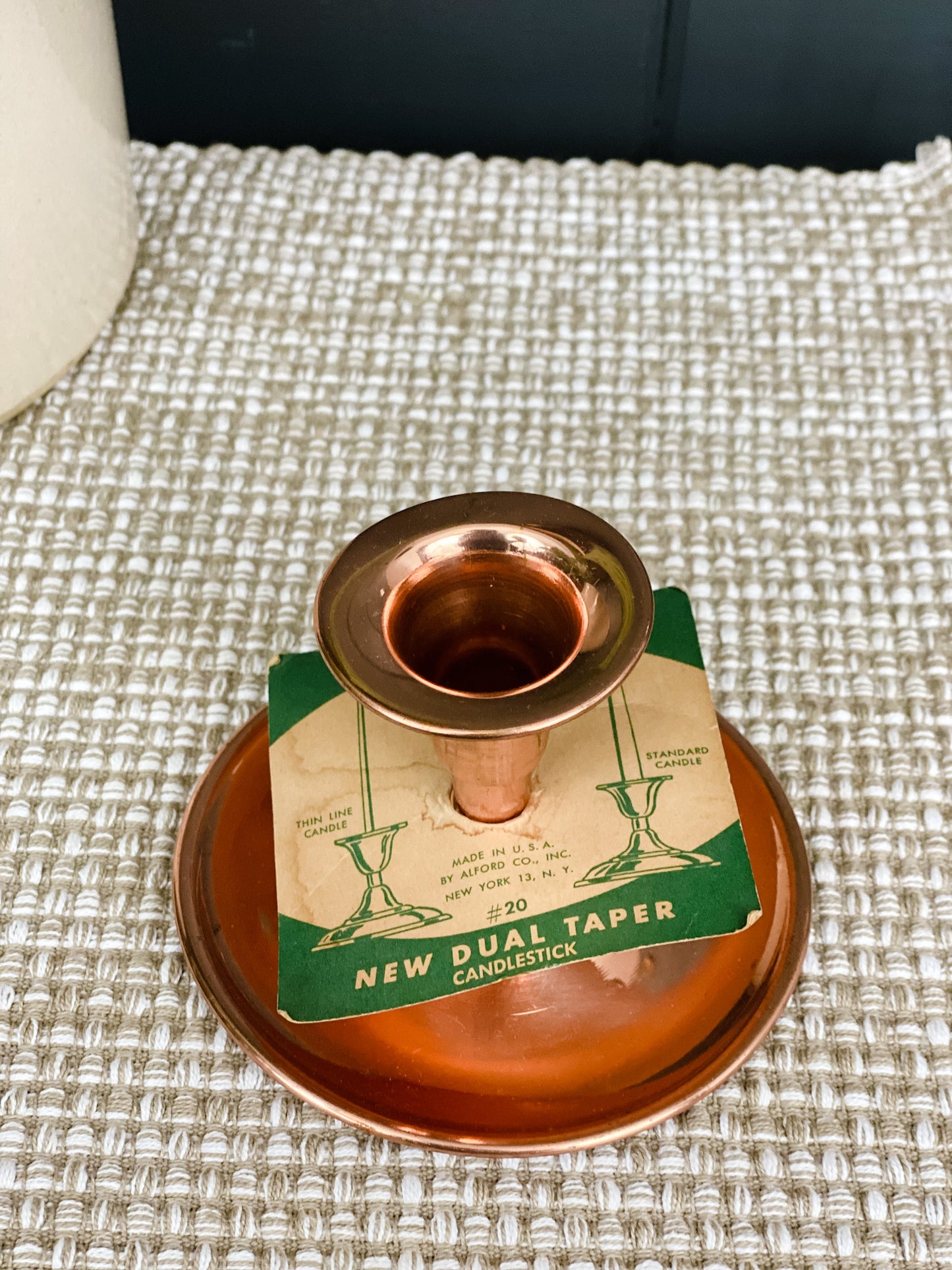 Vintage copper colored brass candle holder