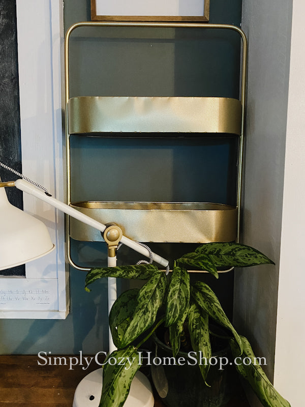Textured brass colored wall organizer
