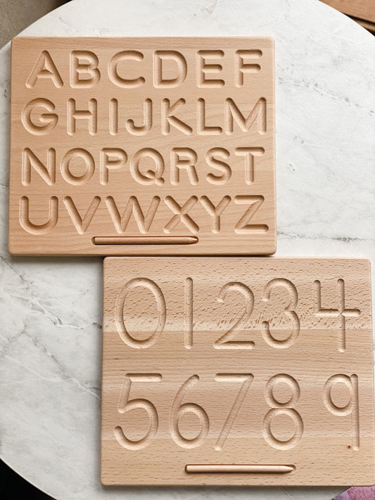 Wooden Letter Tracing Board + Number and shapes