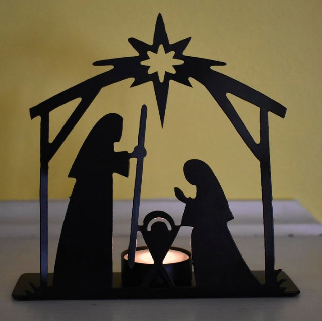 Metal Nativity Scene + Candles