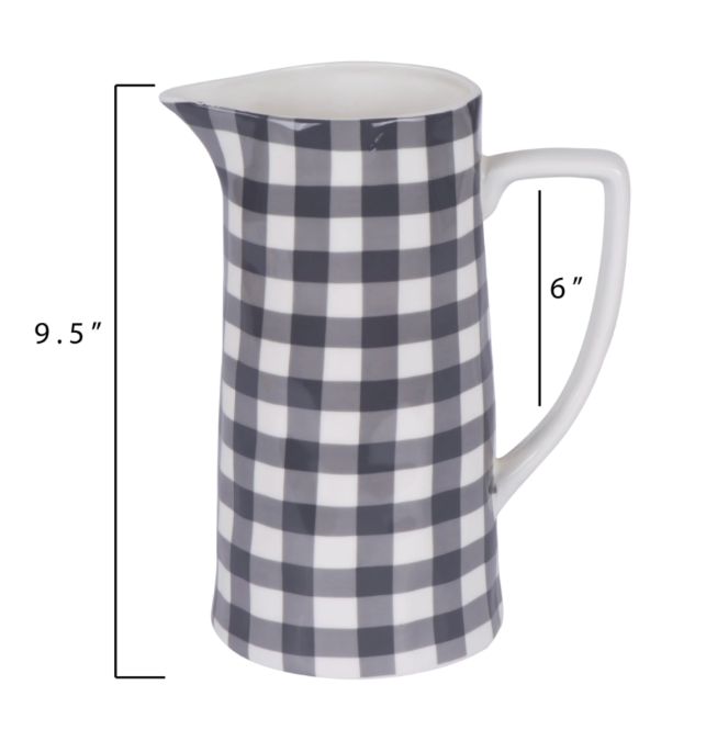 Gray plaid pitcher - decorative kitchen water pitcher