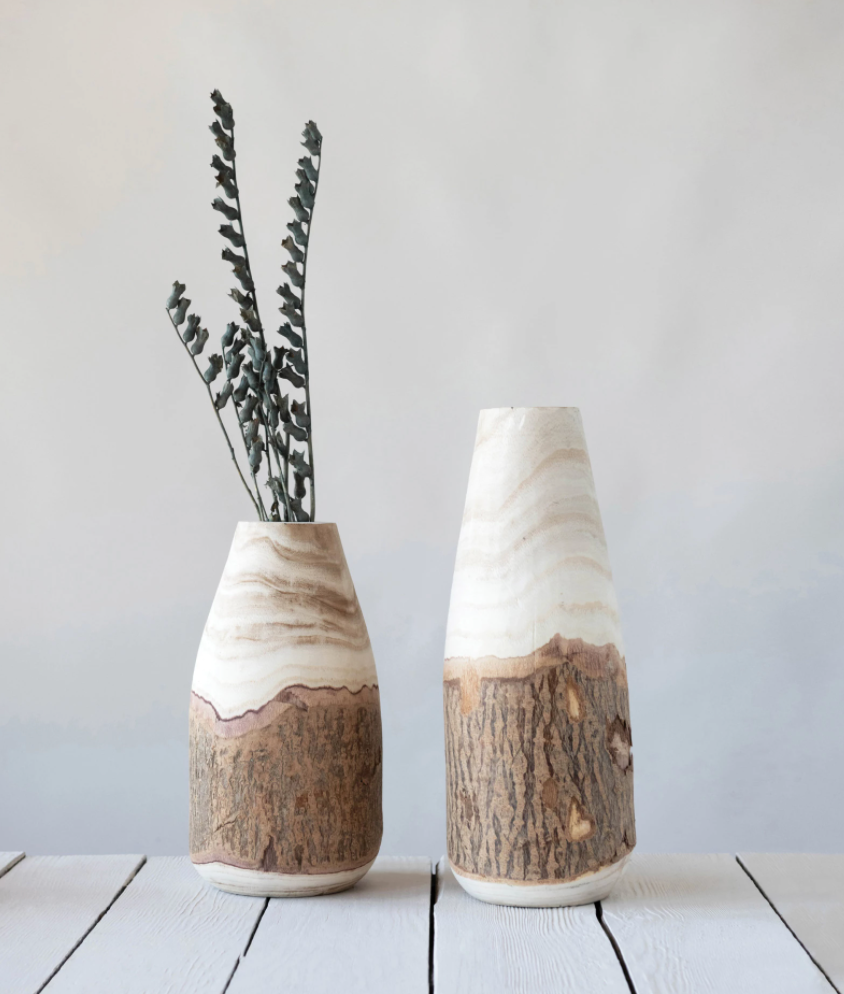 Paulownia Wood Vase with Live Edge : Version 2
