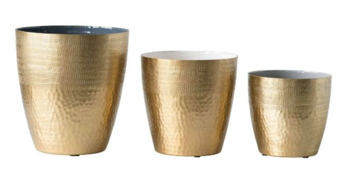 Brass colored metal planter - 3 sizes available